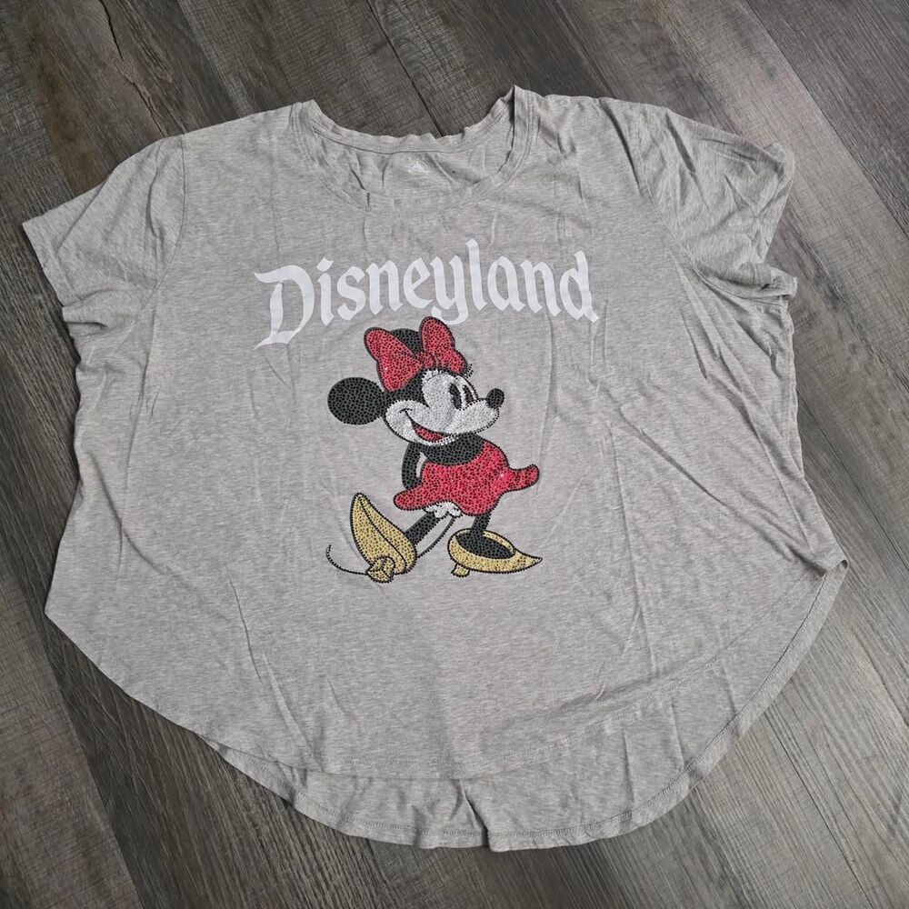 Disney, Disneyland Minnie Mouse Rhinestone Graphic T Shirt Gray 3X Authentic